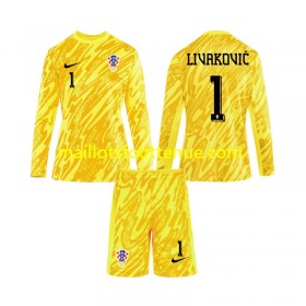 Maillot/Tenue Croatie DOMINIK LIVAKOVIC 1 Gardien Enfant Domicile UEFA Euro 2024 Manche Longue